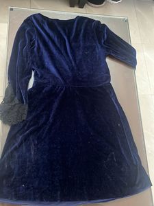 Elegant Blue Velvet Dress