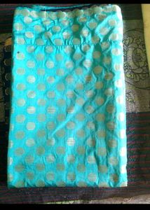 Beautiful Teal Polka Dot saree
