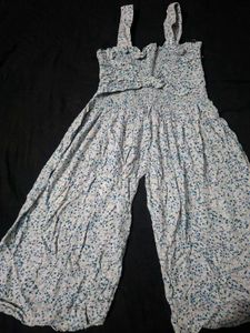 Cute Blue Floral Jumpsuit for Girls