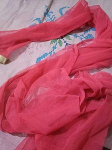 Pink Dupatta with Golden Border