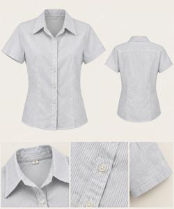 Striped Short Sleeve Button-Up Top