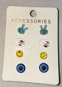 Cute Emoji & Bunny Earring Set
