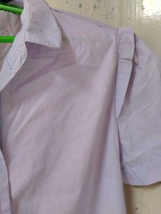 Light Purple Short Sleeve Button-Up Top