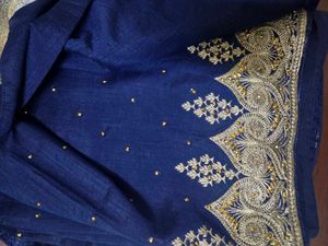 Elegant Blue Embroidered Saree
