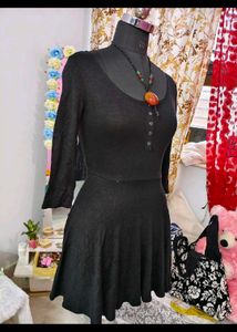 Elegant Black A-Line Midi Dress