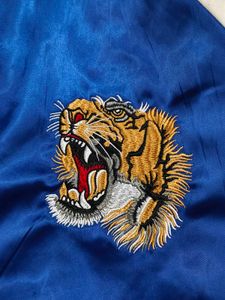 Blacksmith" Tiger-Embroidered Satin Bomber Jacket