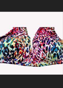 Vibrant Animal Print Halter Bikini Top