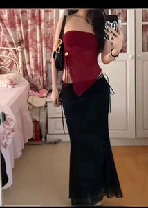 Chic Red Tie-Front Tube Top