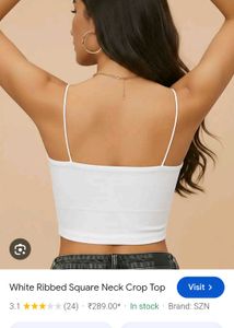 Ribbed White Spaghetti Strap Crop Top