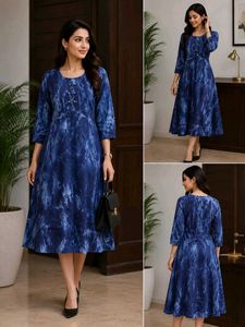Stylish Blue Tie-Dye Ethnic Gown