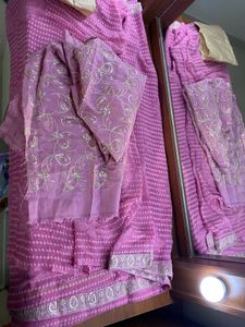 🎀Pink Bandhani print Saree 🎀