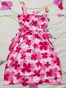Pink Floral Cutout Mini Dress