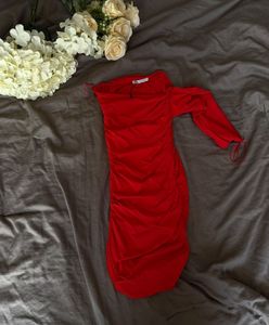bodycon red polyamide dress