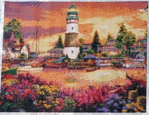 Diamond Painting: Lighthouse Sunset (Completed)
