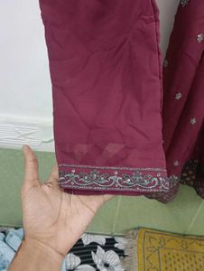 Maroon Embroidered Kurta Set with Dupatta