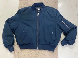Zara quilted Navy Bomber Jacket