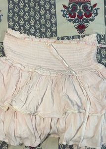 baby pink Ruffled Mini Skirt