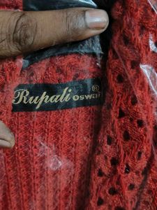 Women’s Red Woolen Long Cardigan