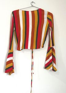 Striped Tie-Front Top