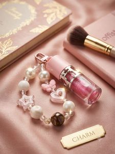 Charming Beaded Phone Charm with Lip Gloss