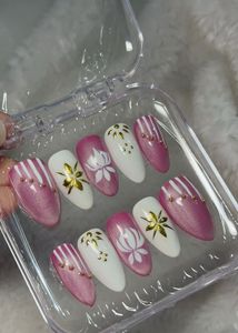 Pink Shimmer &amp; White Lotus Festive Nai