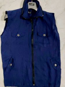 Men's Blue Sleeveless Jacket