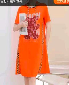 Orange Bear Print Dress