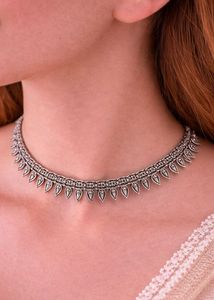 Oxidized Silver Ethnic Necklace