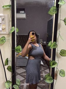 side cutout Striped Sleeveless Mini Dress