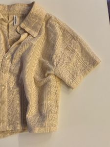 Cropped Lace Button-Up Top