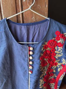 Embroidered Kurta with Button Detail