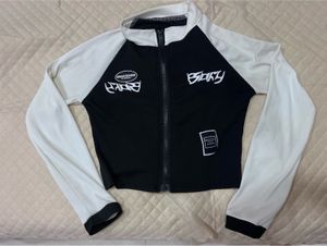Y2K Black & White Zip-Up Jacket