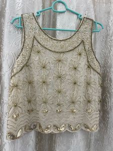 y2k Embellished Beaded Floral Blouse