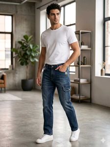 Men's Stylish Blue Cargo Jeans