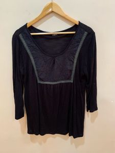 Black Embroidered Tunic Top