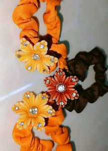Floral Embellished Hair Scrunchies
