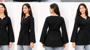 Chic Black Lace-Up Kurti Tunic