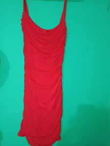 Red Ruched Halter Neck Bodycon Dress