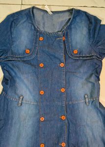 Denim Button-Down Midi Dress