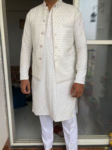 Ivory Patterned Kurta Set