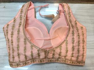 Peach &amp; Gold Embellished Blouse