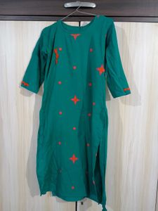 Emerald Green Embroidered Kurti