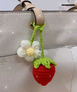 Handmade Crochet Strawberry Flower charm