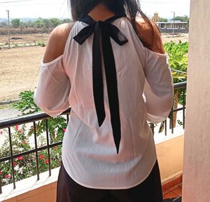 Stylish Cold Shoulder White Top