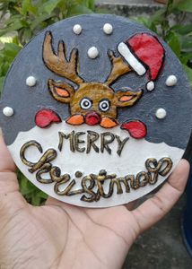 Handmade Merry Christmas Reindeer Decor