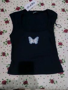 Chic Blue Butterfly Top