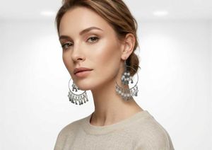 🤍 ARTISANAL PEARL &amp; GHUNGROO HOOP EARRINGS