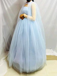 Elegant Blue Tulle Gown