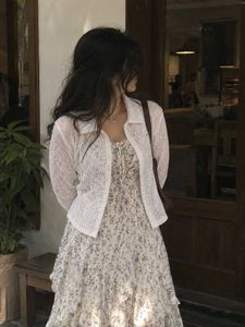 White Floral Lace Crop Jacket / Top