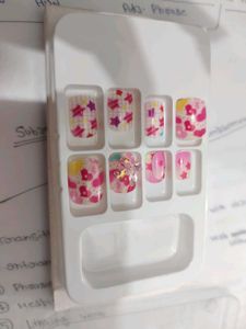 DIY False Nails - Pink Floral &amp; Star Design